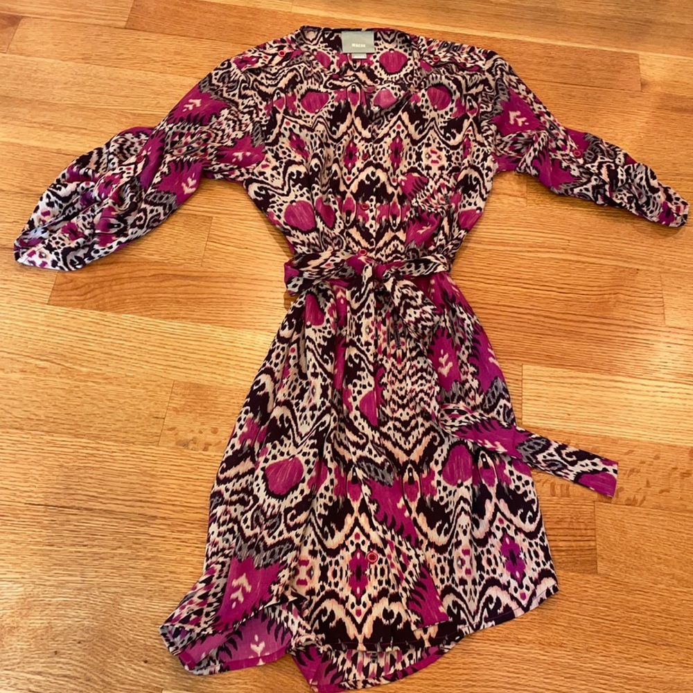 Anthropologie, printed belted dress, size medium